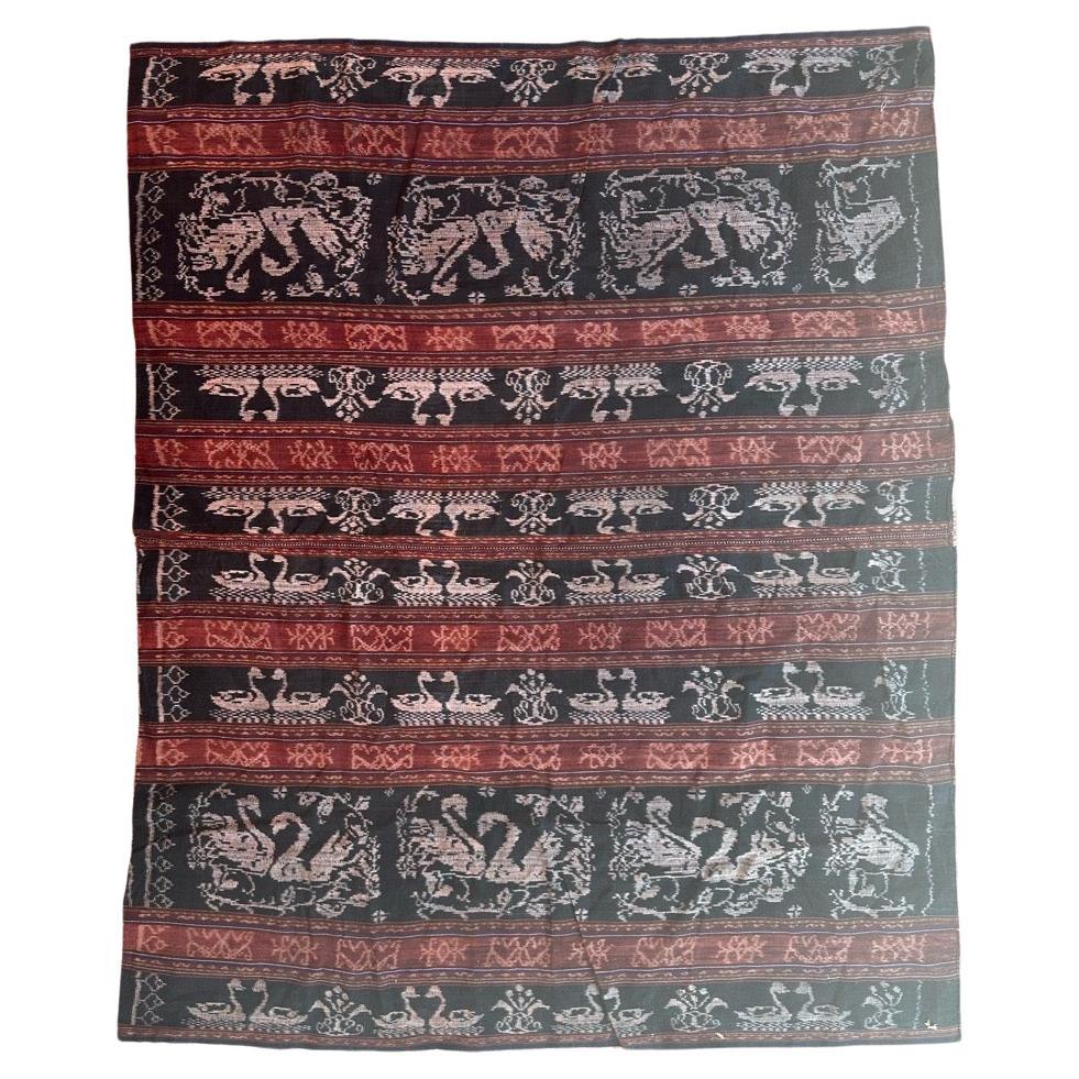 Bobyrug's Vintage indonesischen Ikat Wandteppich oder Tischtuch
