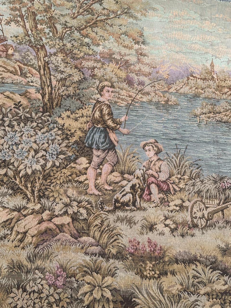 Schöner großer Jacquard-Wandteppich im Aubusson-Stil, Vintage im Angebot 3