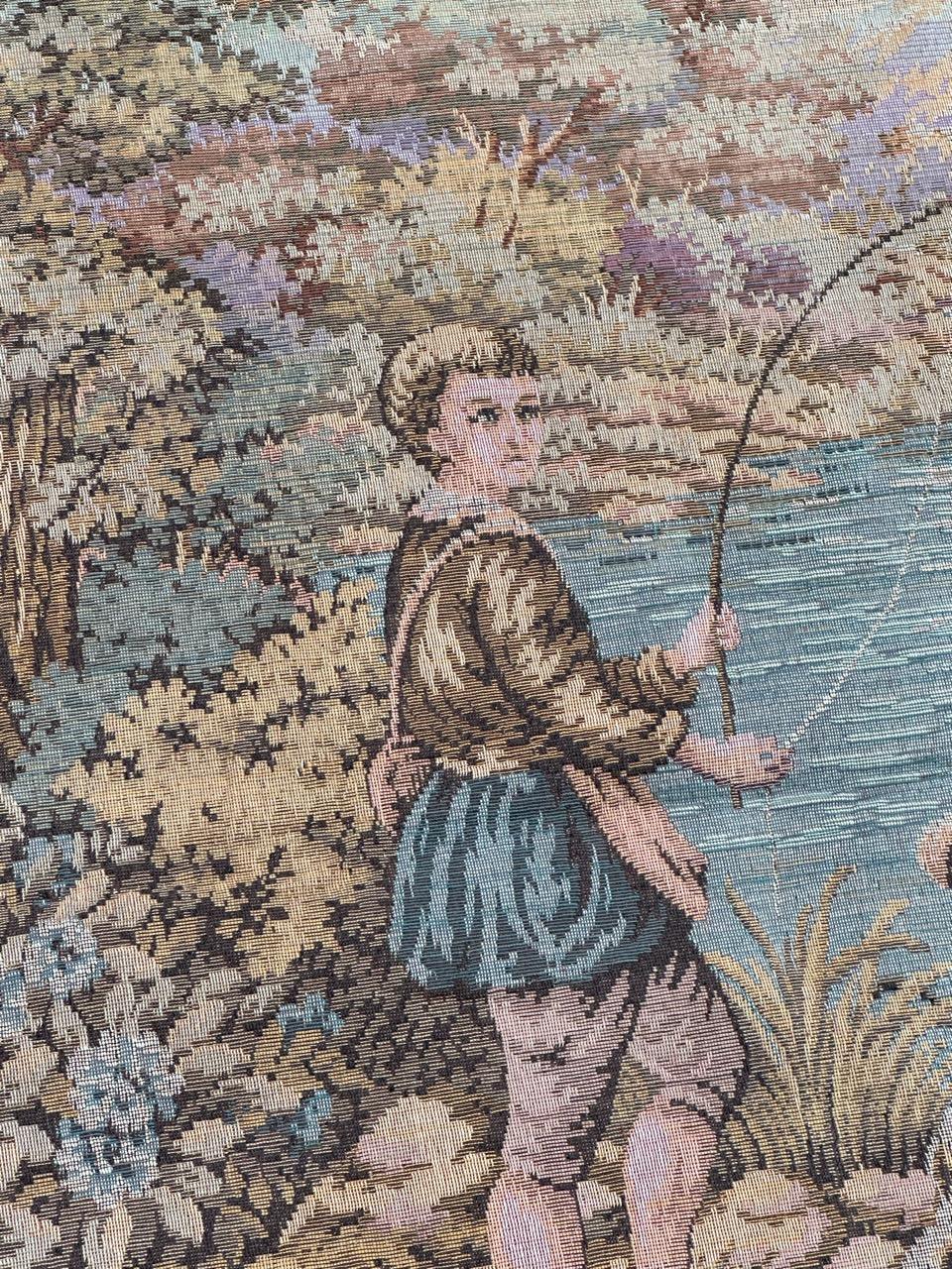 Schöner großer Jacquard-Wandteppich im Aubusson-Stil, Vintage im Angebot 4