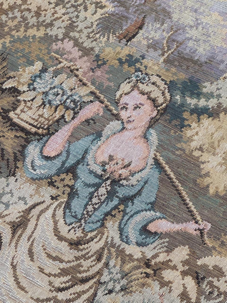 Schöner großer Jacquard-Wandteppich im Aubusson-Stil, Vintage im Angebot 9