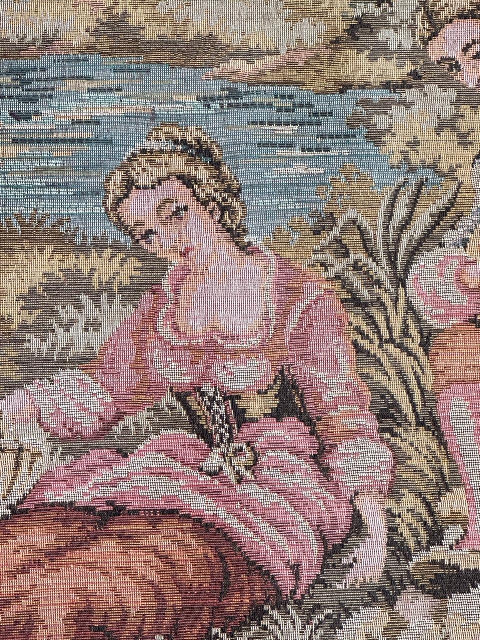 Schöner großer Jacquard-Wandteppich im Aubusson-Stil, Vintage im Angebot 11