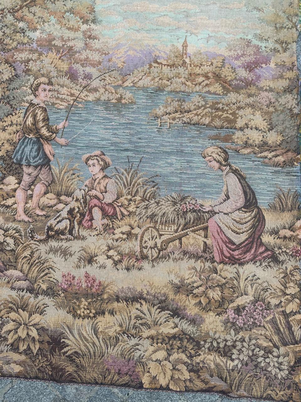 Schöner französischer Wandteppich im Aubusson-Stil mit schönem Muster und schönen Farben,  mit Wolle und Baumwolle auf Jacquard-Webstühlen gewebt

✨✨✨
