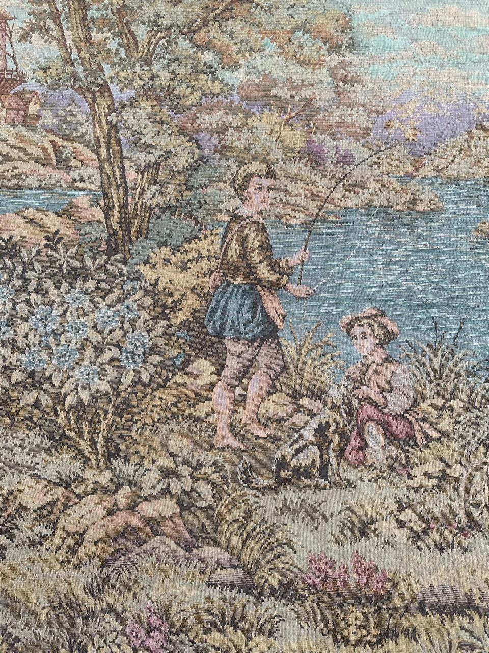 Schöner großer Jacquard-Wandteppich im Aubusson-Stil, Vintage (Französisch) im Angebot