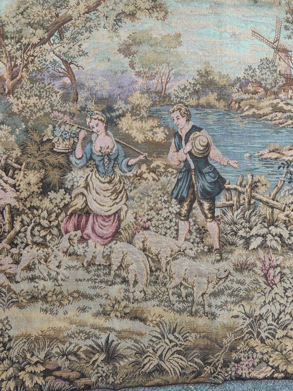 Schöner großer Jacquard-Wandteppich im Aubusson-Stil, Vintage (20. Jahrhundert) im Angebot