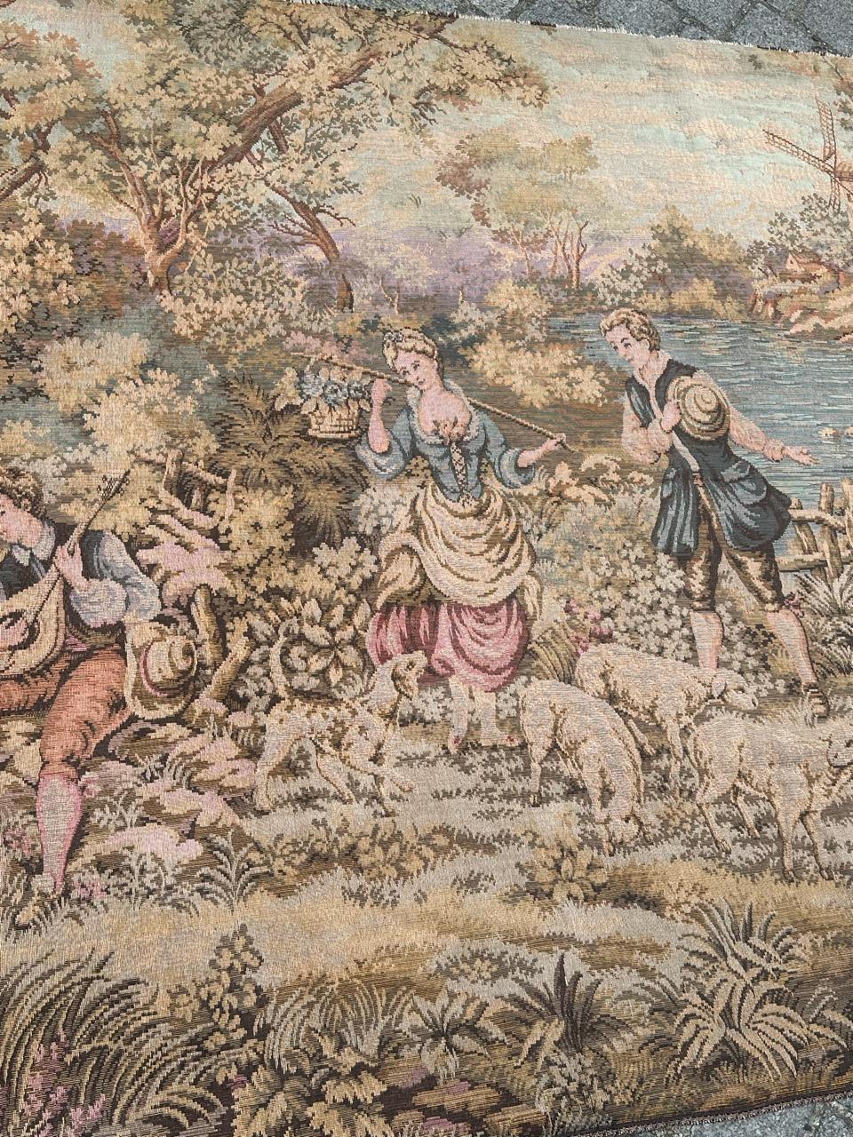 Schöner großer Jacquard-Wandteppich im Aubusson-Stil, Vintage im Angebot 1