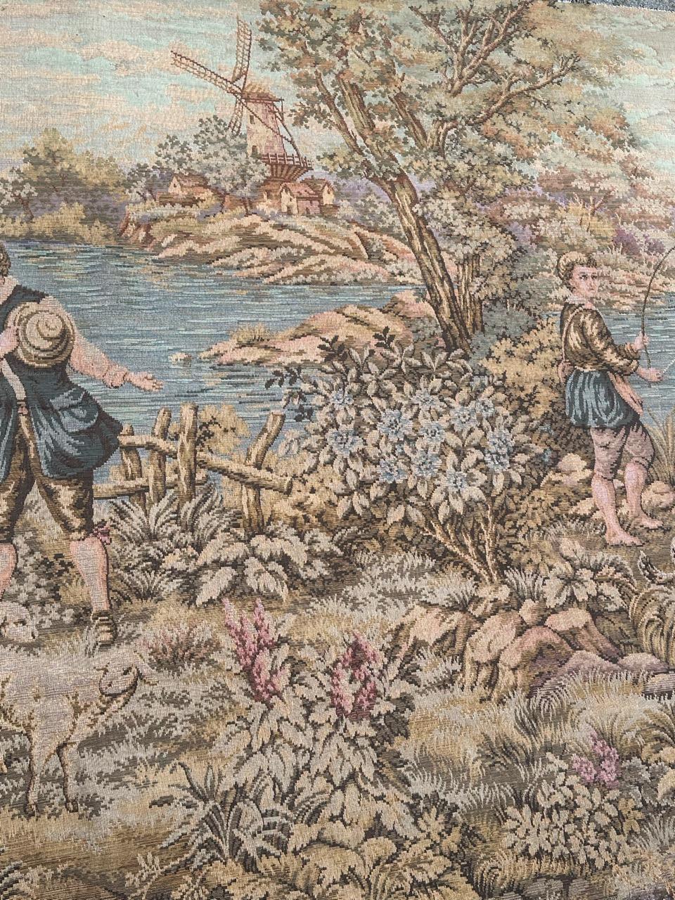 Schöner großer Jacquard-Wandteppich im Aubusson-Stil, Vintage im Angebot 2