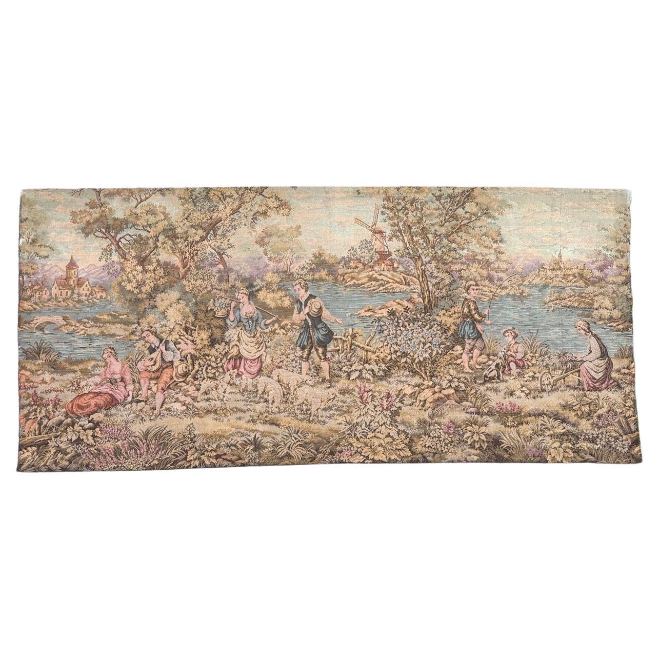 Pretty Vintage large Aubusson Style Jacquard Tapestry