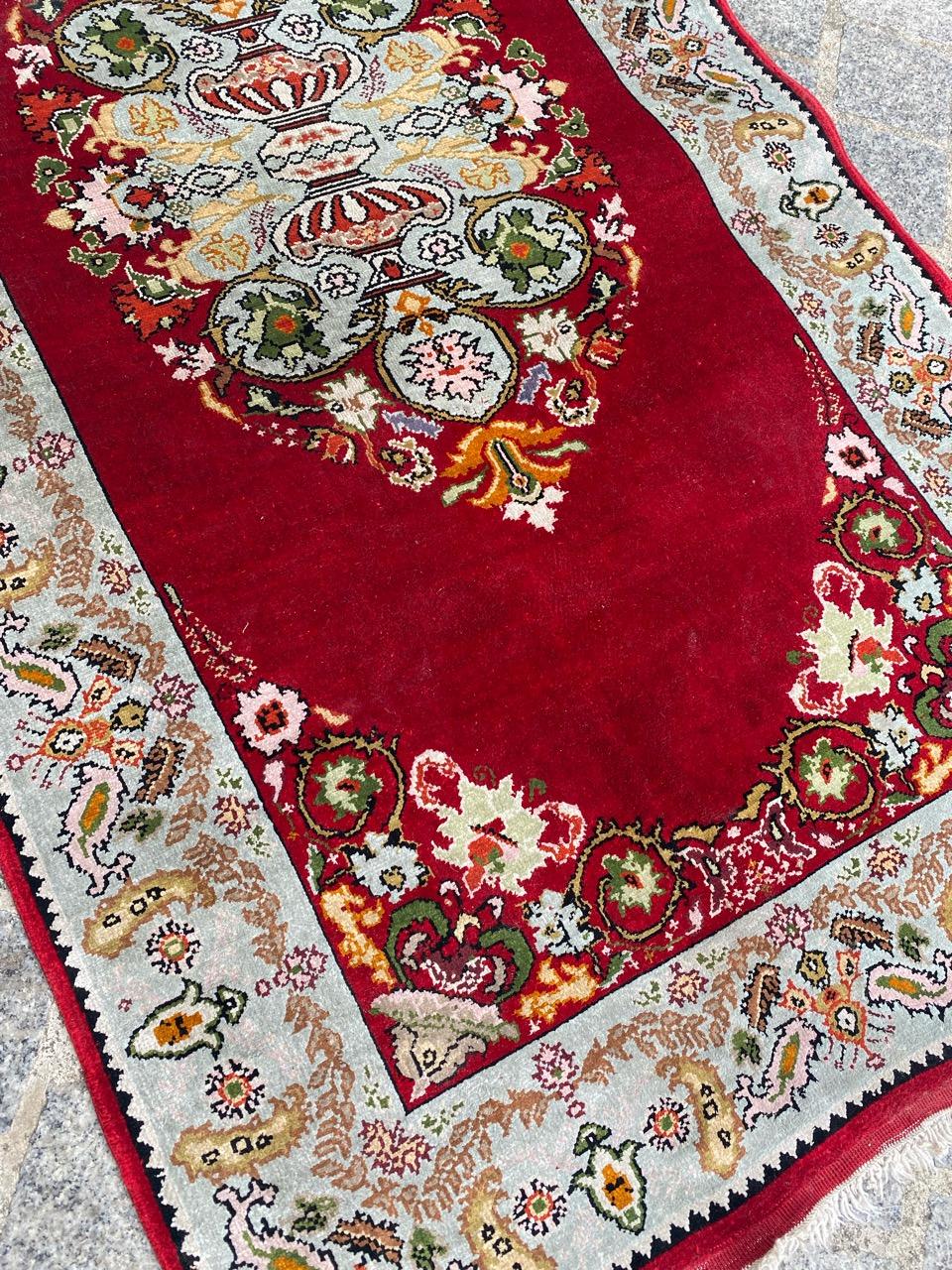 Bobyrug’s Pretty Vintage Little Silk Turkish Rug For Sale 4