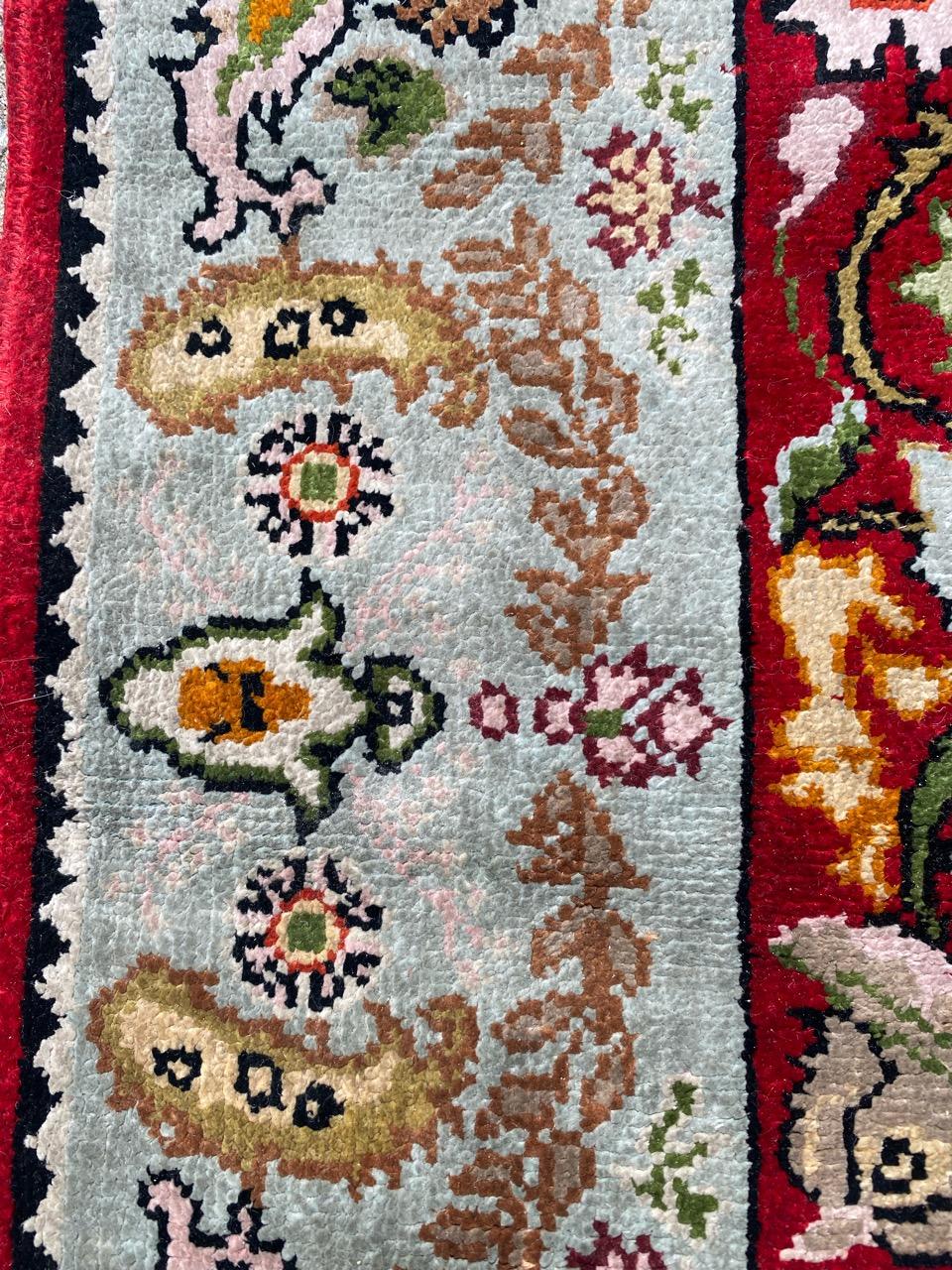 Bobyrug’s Pretty Vintage Little Silk Turkish Rug For Sale 6