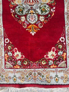 Bobyrug's Hübscher kleiner türkischer Seidenteppich im Vintage-Stil