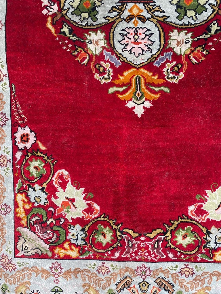 Pretty Vintage Little Silk Turkish Rug For Sale at 1stDibs
