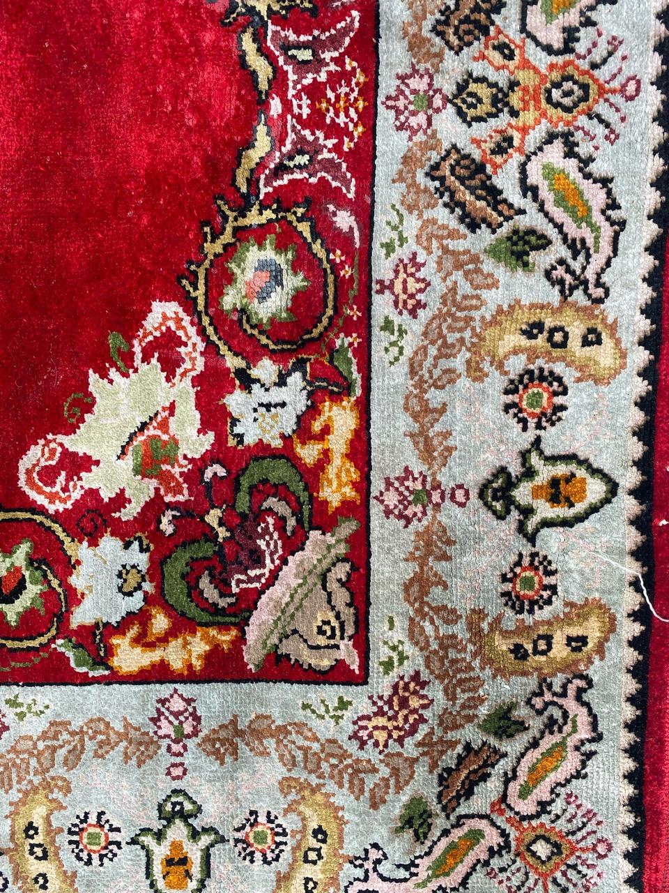 Bobyrug’s Pretty Vintage Little Silk Turkish Rug For Sale 1