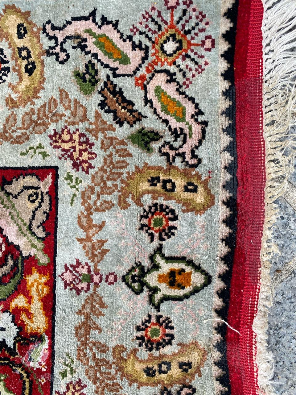 Bobyrug’s Pretty Vintage Little Silk Turkish Rug For Sale 2