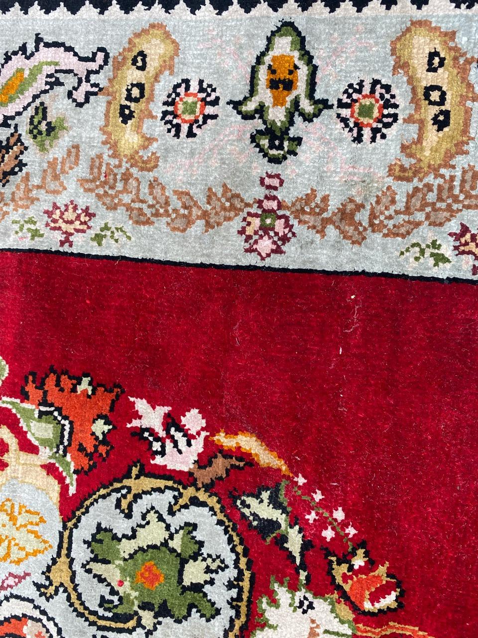 Bobyrug’s Pretty Vintage Little Silk Turkish Rug For Sale 3