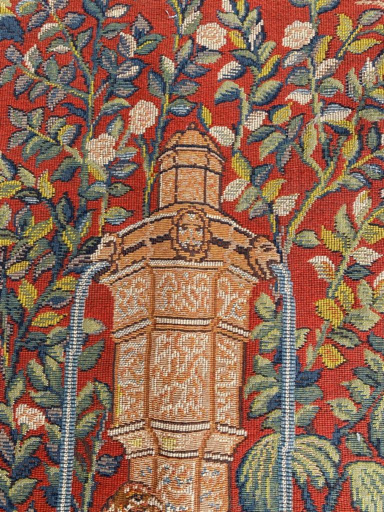 Bobyrug’s Pretty Vintage Medieval Design Jaquar Tapestry For Sale 3