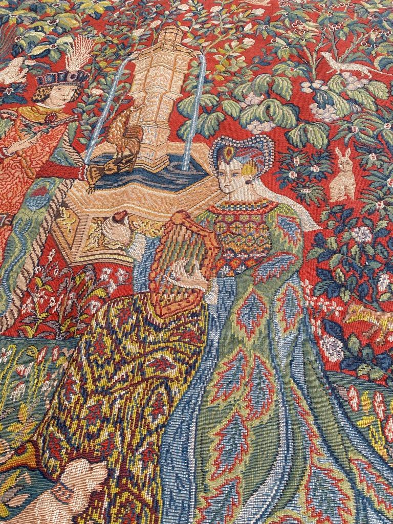 Bobyrug’s Pretty Vintage Medieval Design Jaquar Tapestry For Sale 6