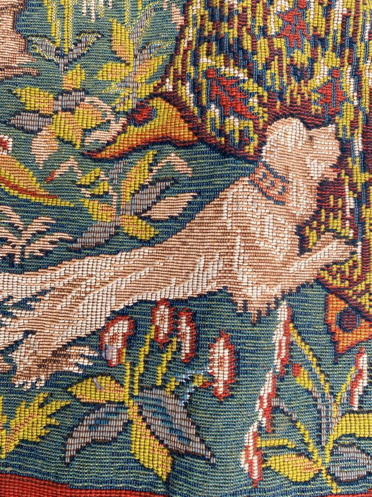 Bobyrug’s Pretty Vintage Medieval Design Jaquar Tapestry For Sale 7