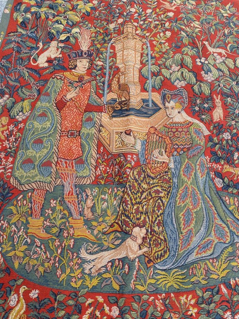 Aubusson Bobyrug’s Pretty Vintage Medieval Design Jaquar Tapestry For Sale