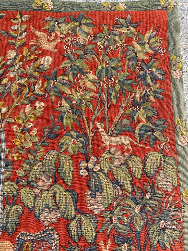 Wool Bobyrug’s Pretty Vintage Medieval Design Jaquar Tapestry For Sale