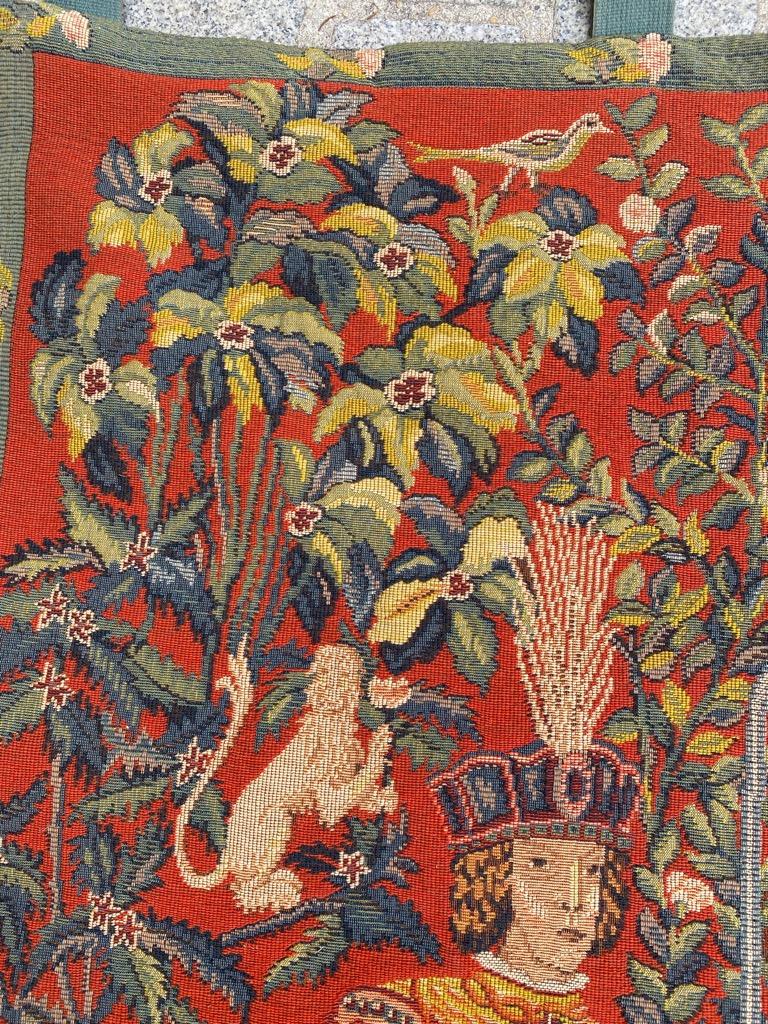 Bobyrug’s Pretty Vintage Medieval Design Jaquar Tapestry For Sale 1