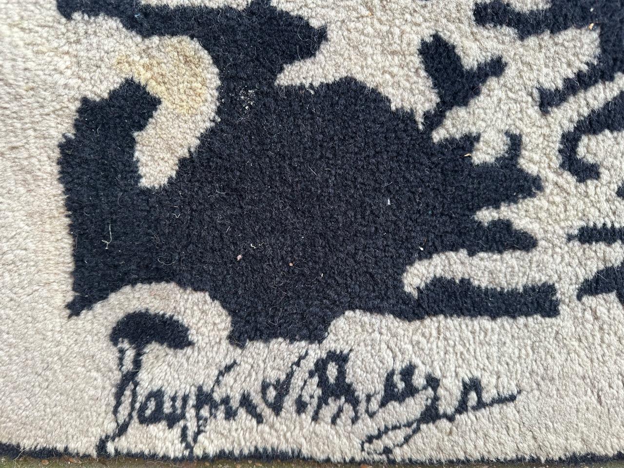 Bobyrug’s Pretty vintage modern rug with signature  For Sale 6