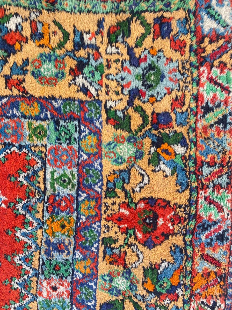 Wool Bobyrug’s Pretty Vintage Moroccan Rabat Rug For Sale