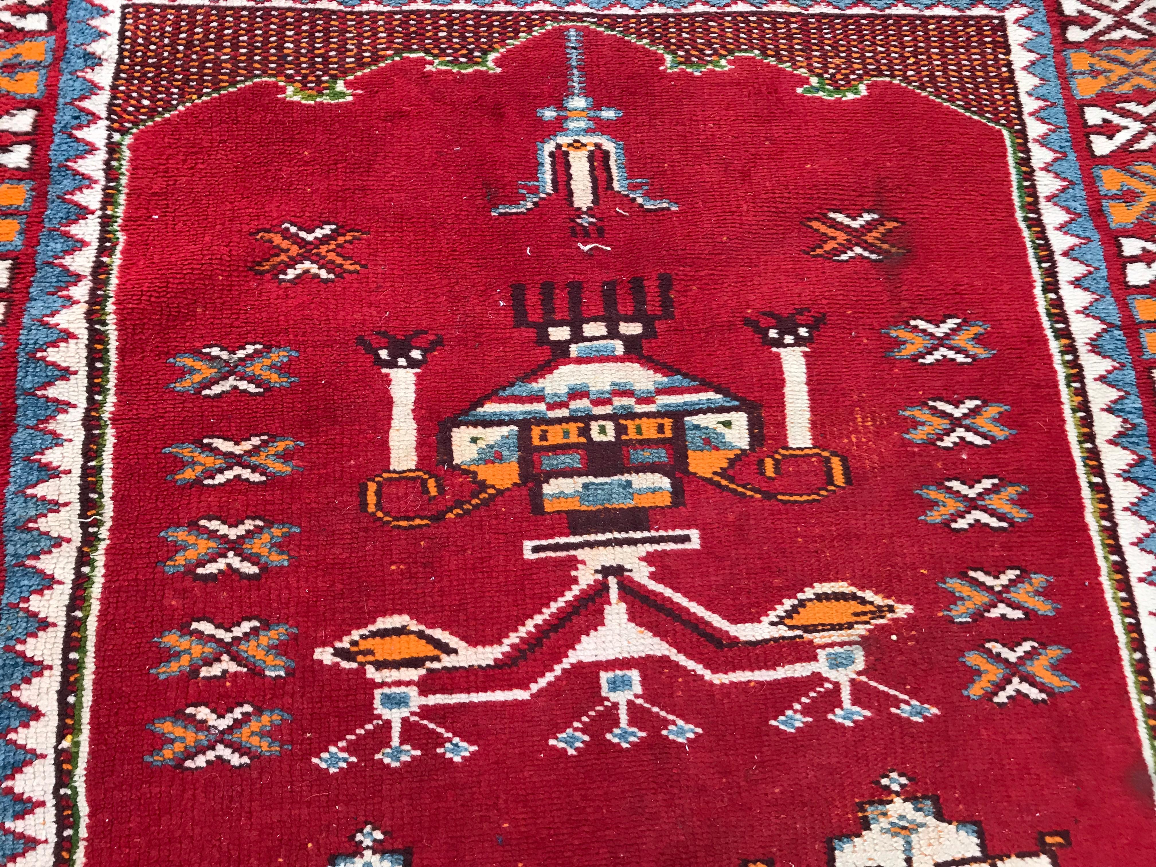Bobyrug’s Pretty Vintage Moroccan Tribal Rug For Sale 4