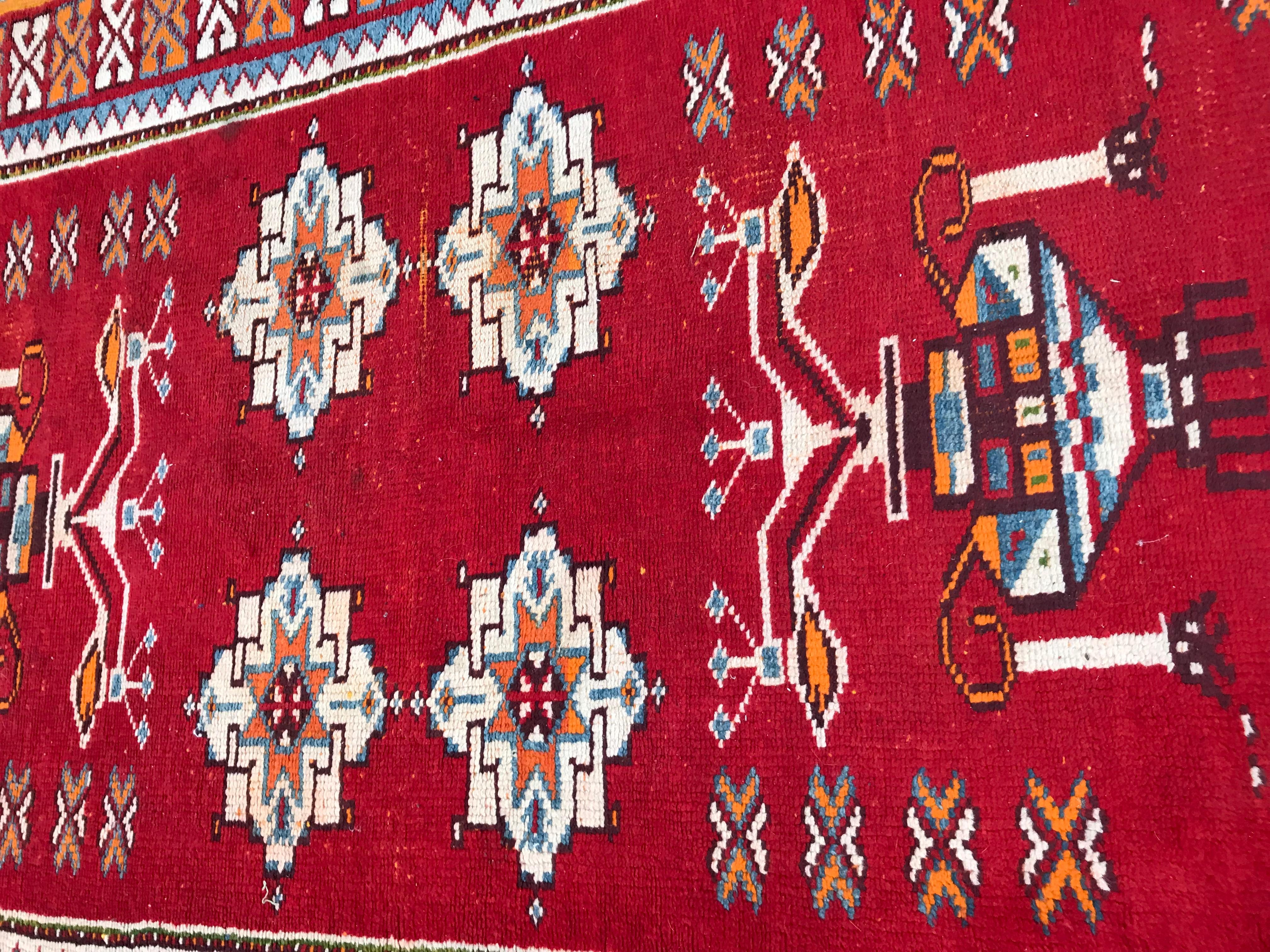 Bobyrug’s Pretty Vintage Moroccan Tribal Rug For Sale 5