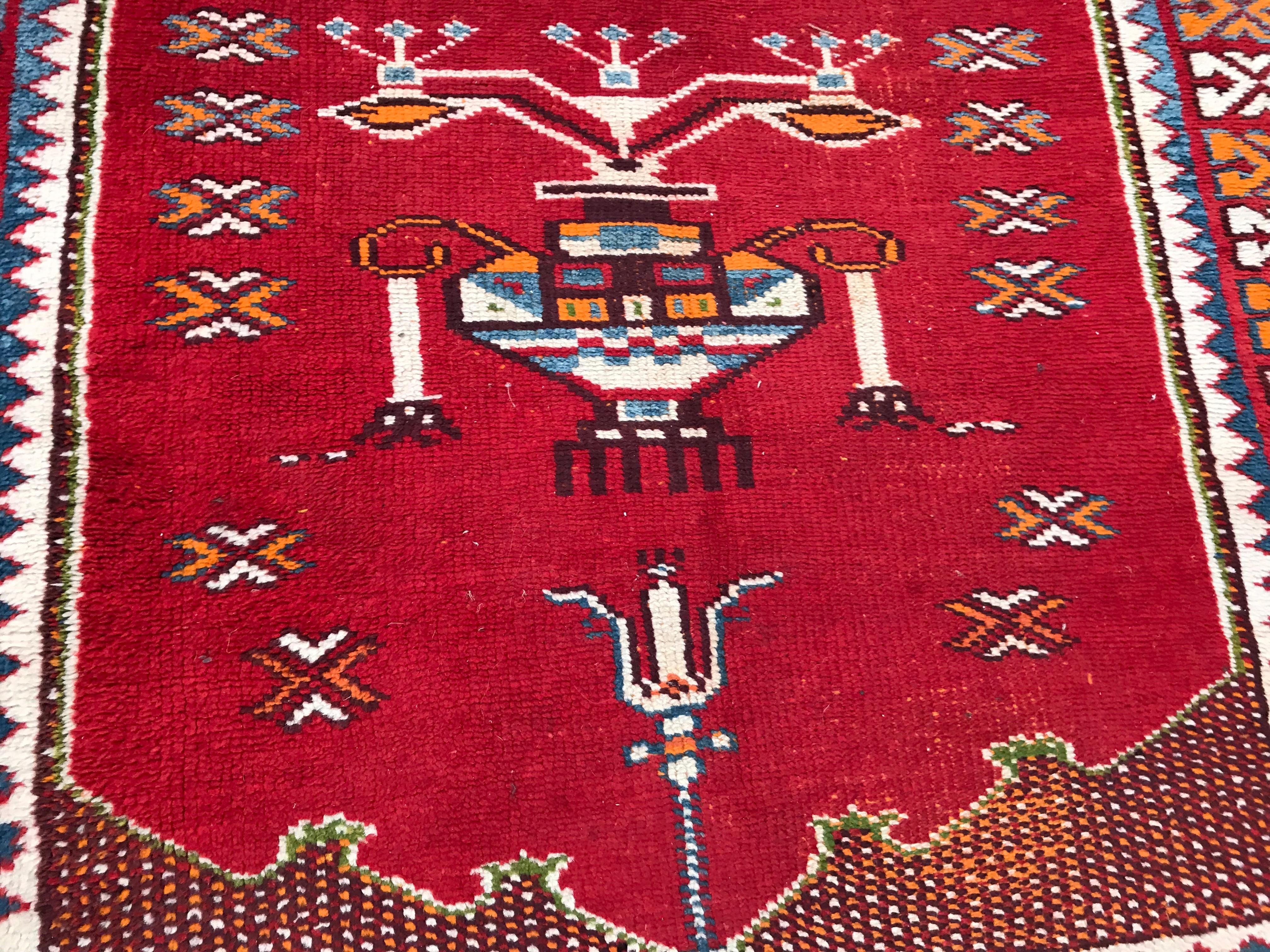 20th Century Bobyrug’s Pretty Vintage Moroccan Tribal Rug For Sale