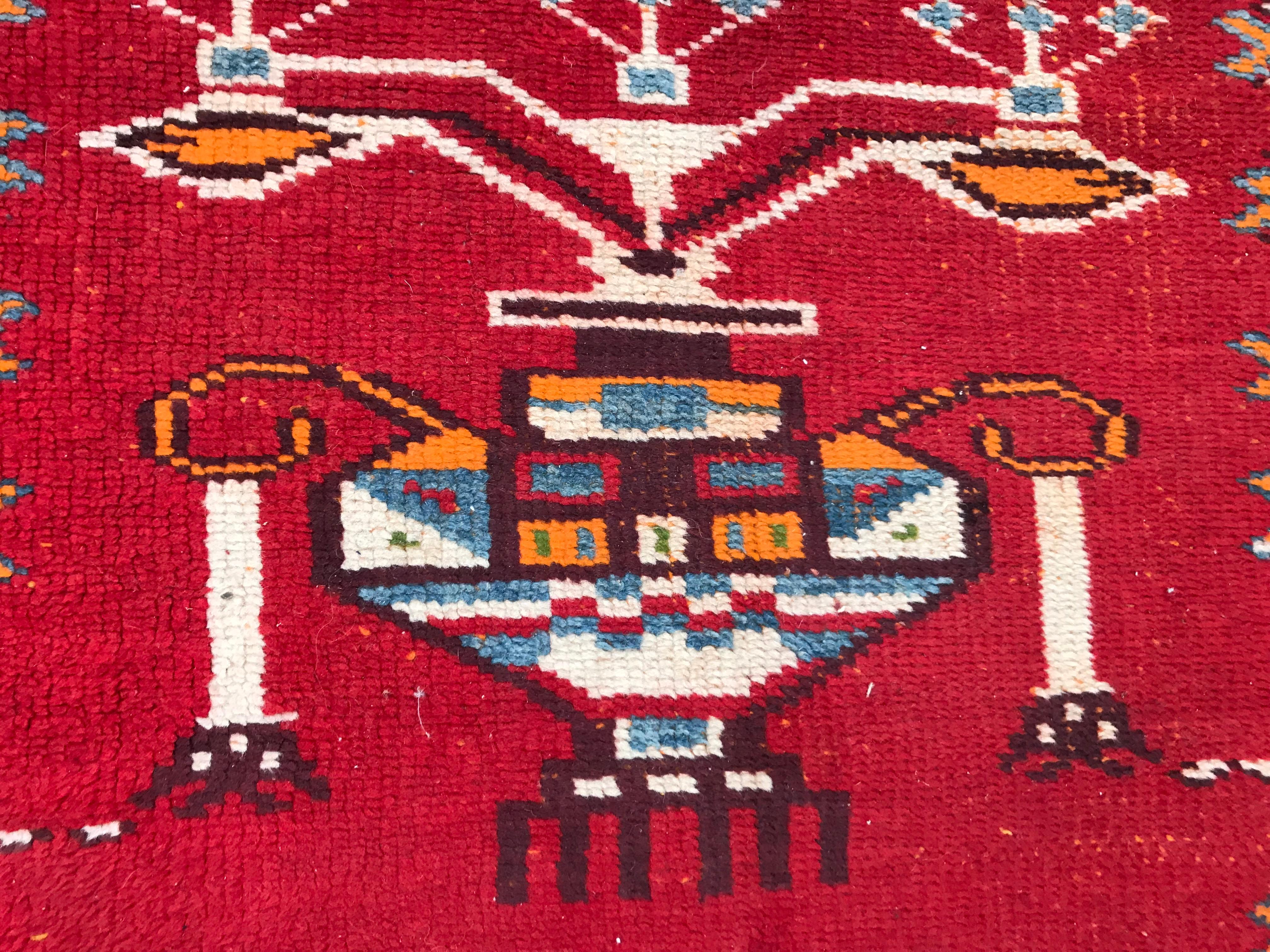 Bobyrug’s Pretty Vintage Moroccan Tribal Rug For Sale 1