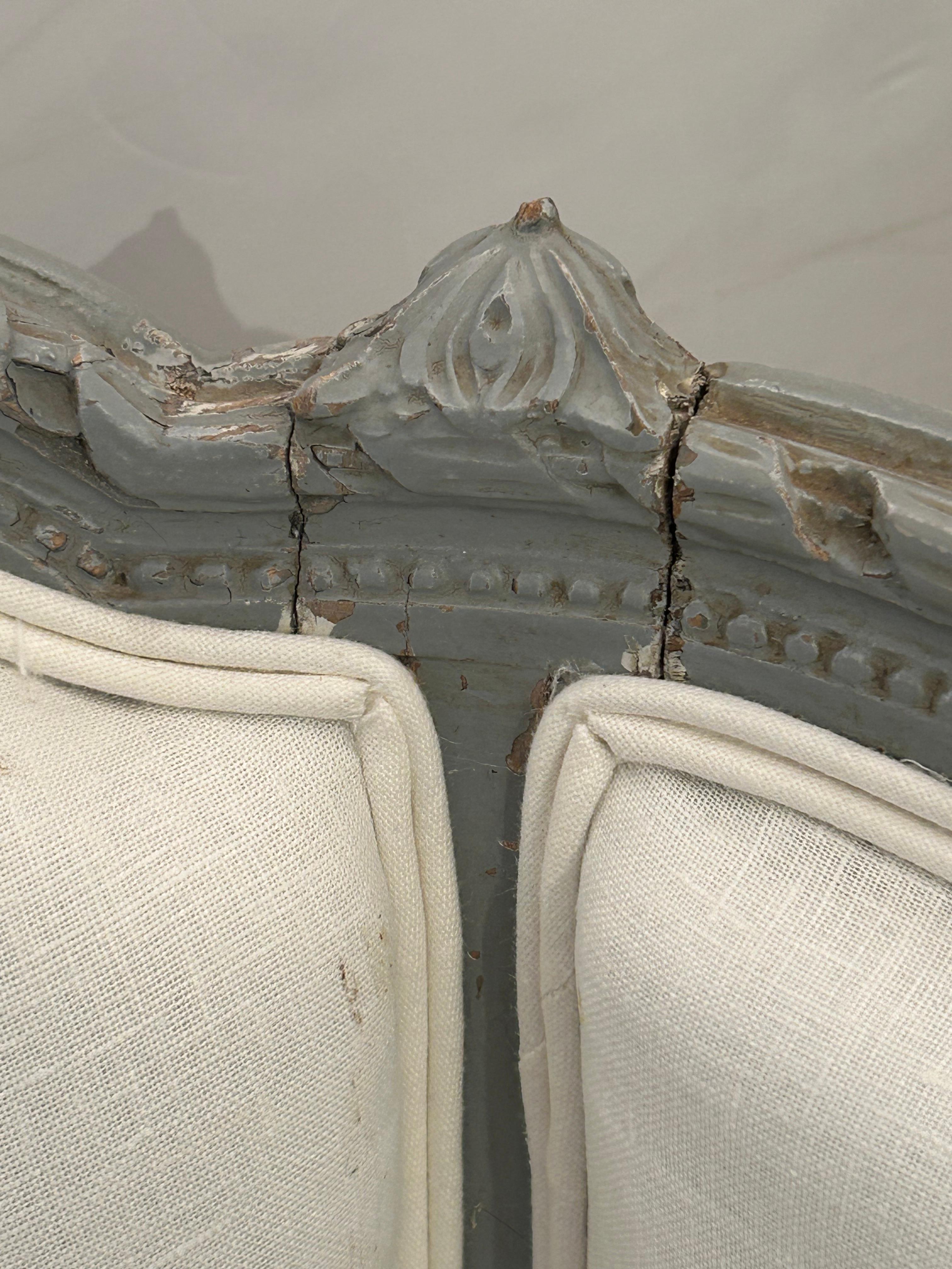 Upholstery Pretty Vintage Pair French Style Grey Painted and Freshly Upholstered Bergeres For Sale