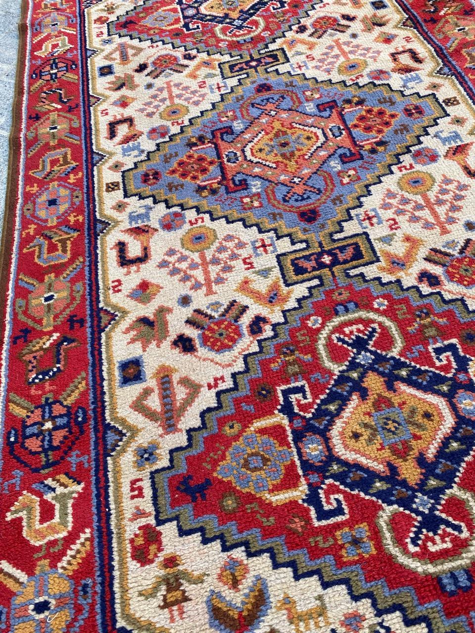 Bobyrug’s Pretty vintage Shiraz style french knotted rug  For Sale 4