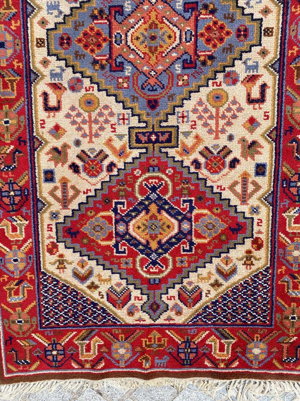 French Bobyrug’s Pretty vintage Shiraz style french knotted rug  For Sale
