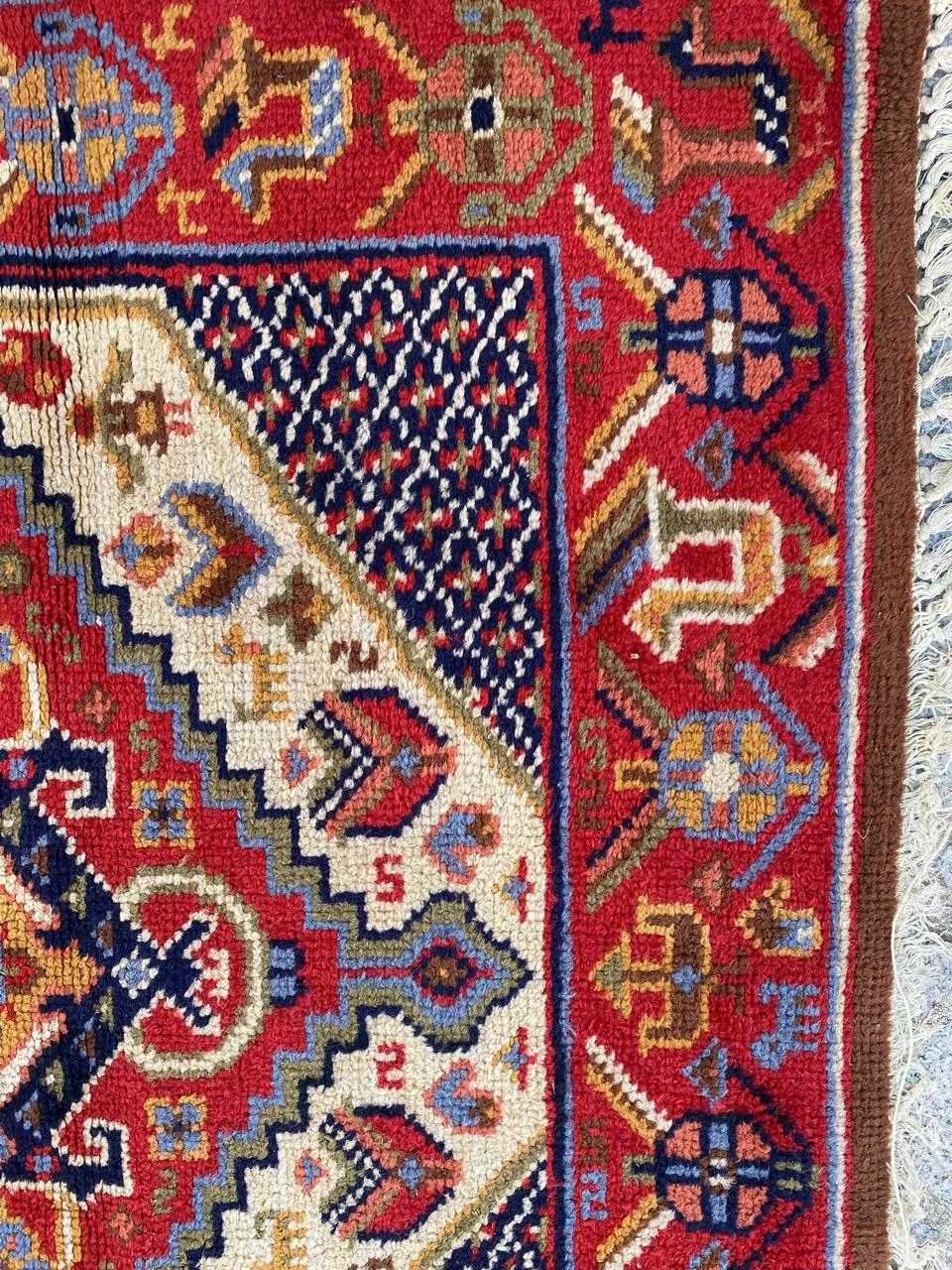 20th Century Bobyrug’s Pretty vintage Shiraz style french knotted rug  For Sale