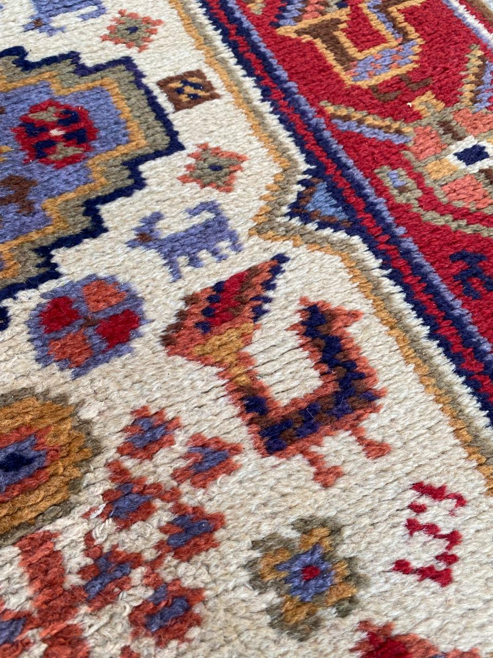 Wool Bobyrug’s Pretty vintage Shiraz style french knotted runner  For Sale