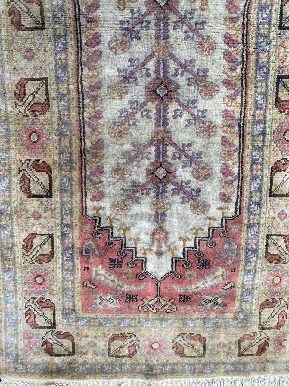 Bobyrug's Pretty Vintage Seide und Baumwolle Türkisch Kayseri Teppich im Angebot 4
