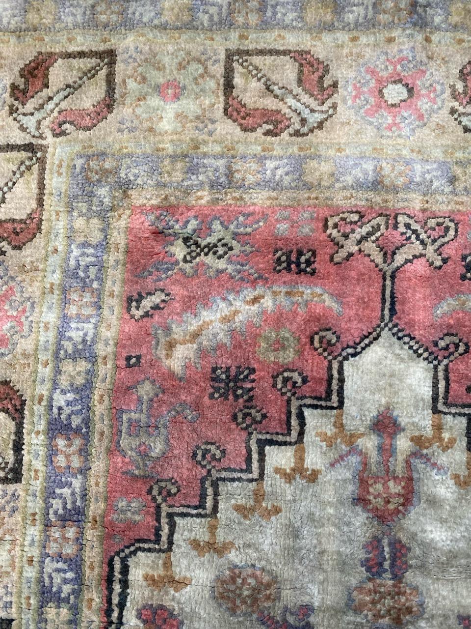 Bobyrug's Pretty Vintage Seide und Baumwolle Türkisch Kayseri Teppich im Angebot 5
