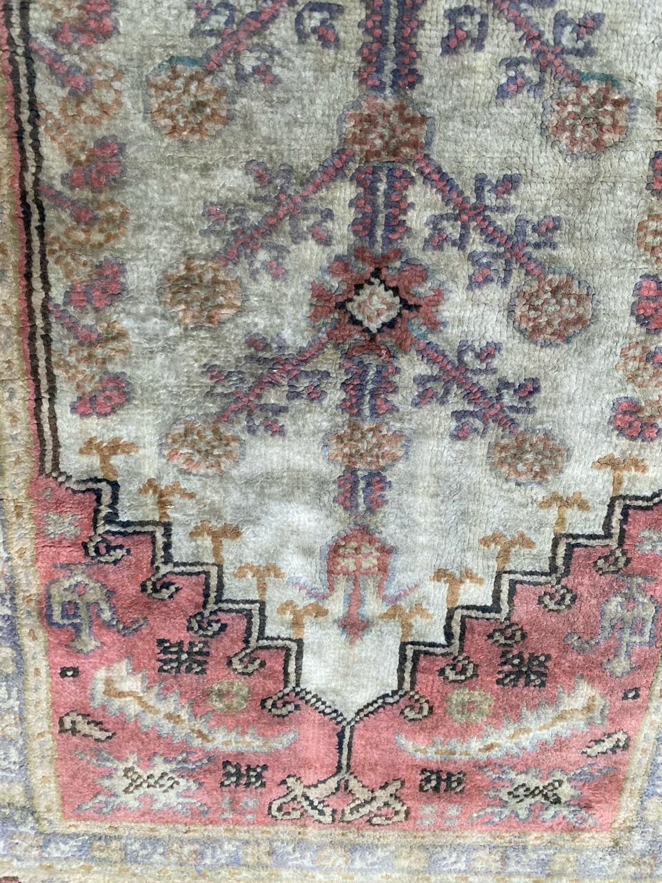 Hand-Knotted Bobyrug’s Pretty Vintage Silk and Cotton Turkish Kayseri Rug For Sale