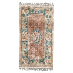 Pretty Vintage Silk Chinese Rug