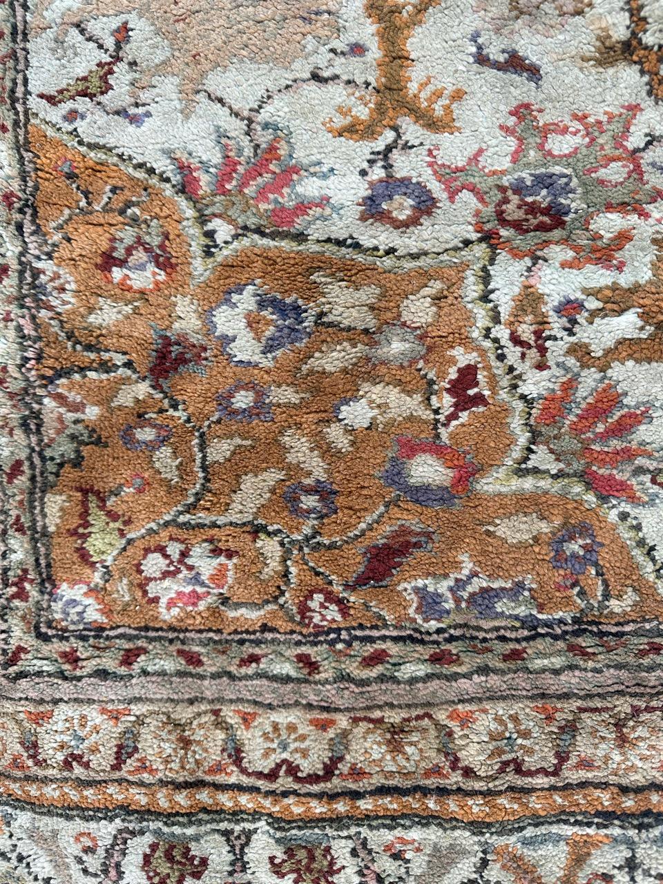 Bobyrug’s Pretty vintage silk Turkish Kayseri rug  For Sale 3