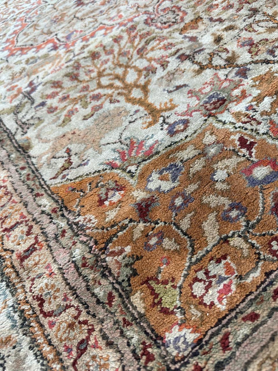 Bobyrug’s Pretty vintage silk Turkish Kayseri rug  For Sale 6