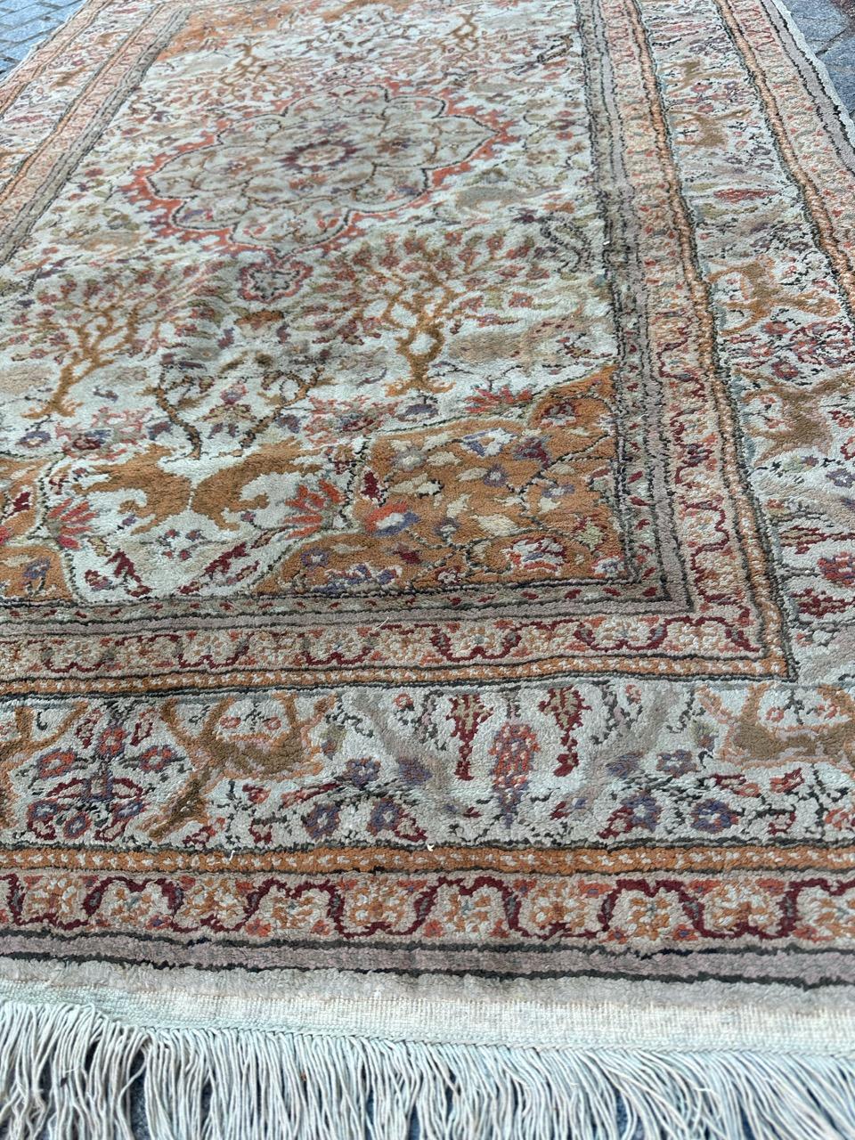 Bobyrug’s Pretty vintage silk Turkish Kayseri rug  For Sale 7