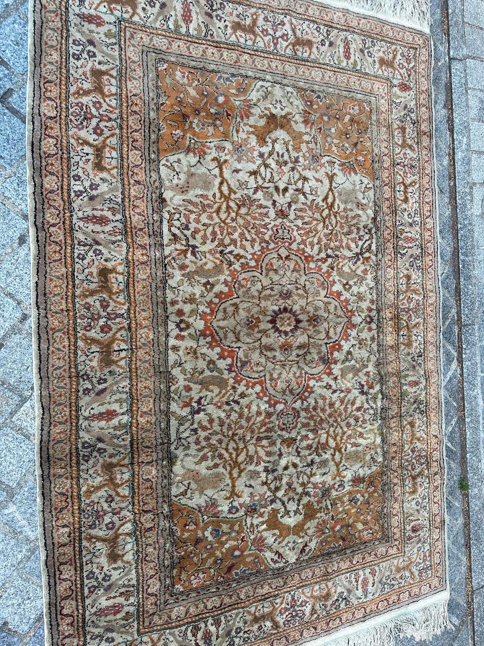 Bobyrug’s Pretty vintage silk Turkish Kayseri rug  For Sale 11