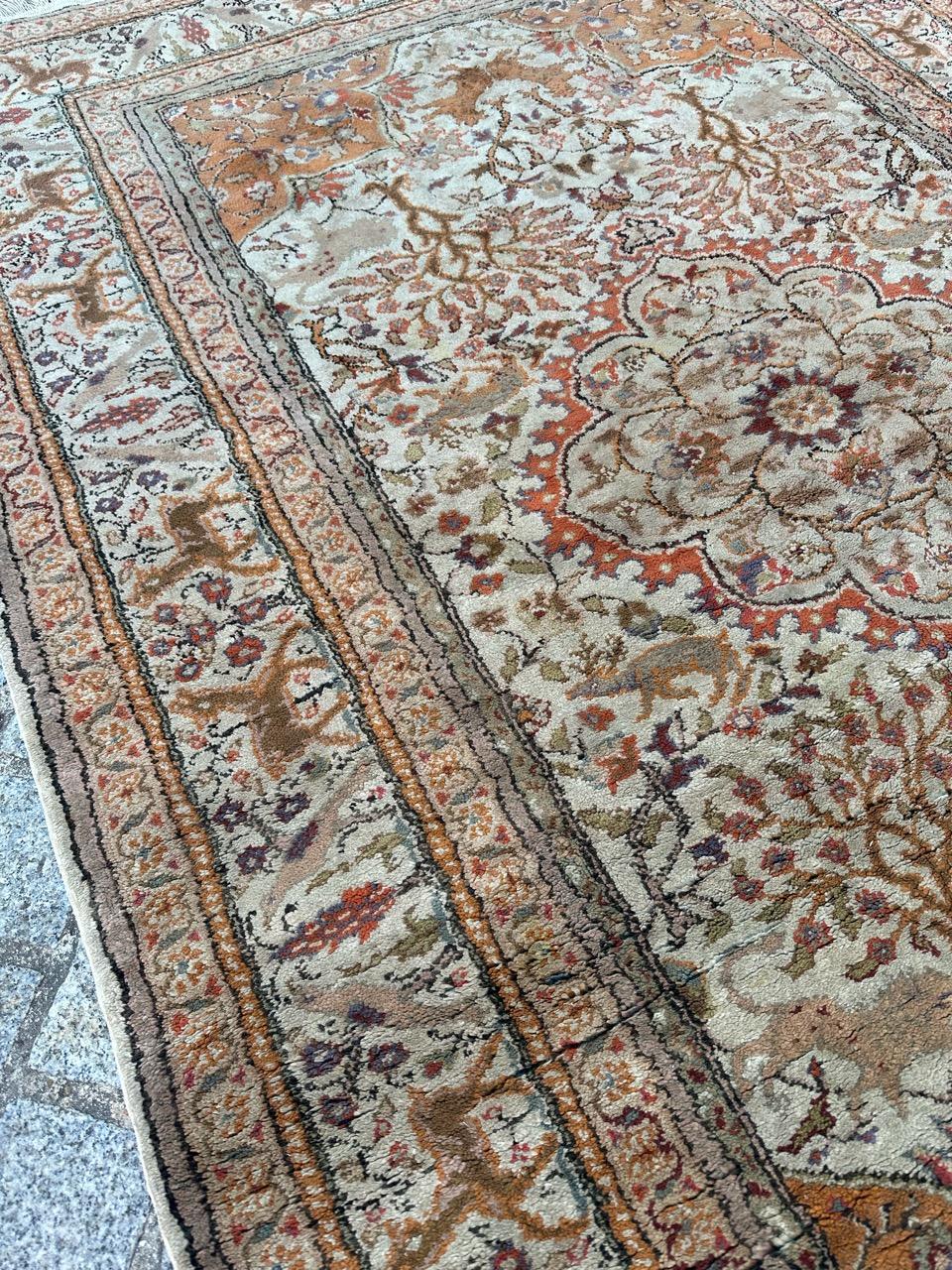 Bobyrug’s Pretty vintage silk Turkish Kayseri rug  For Sale 12