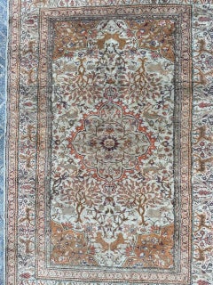 Bobyrug’s Pretty vintage silk Turkish Kayseri rug