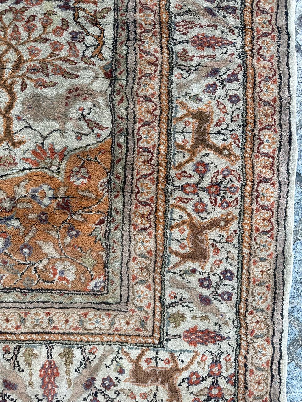 Cotton Bobyrug’s Pretty vintage silk Turkish Kayseri rug  For Sale
