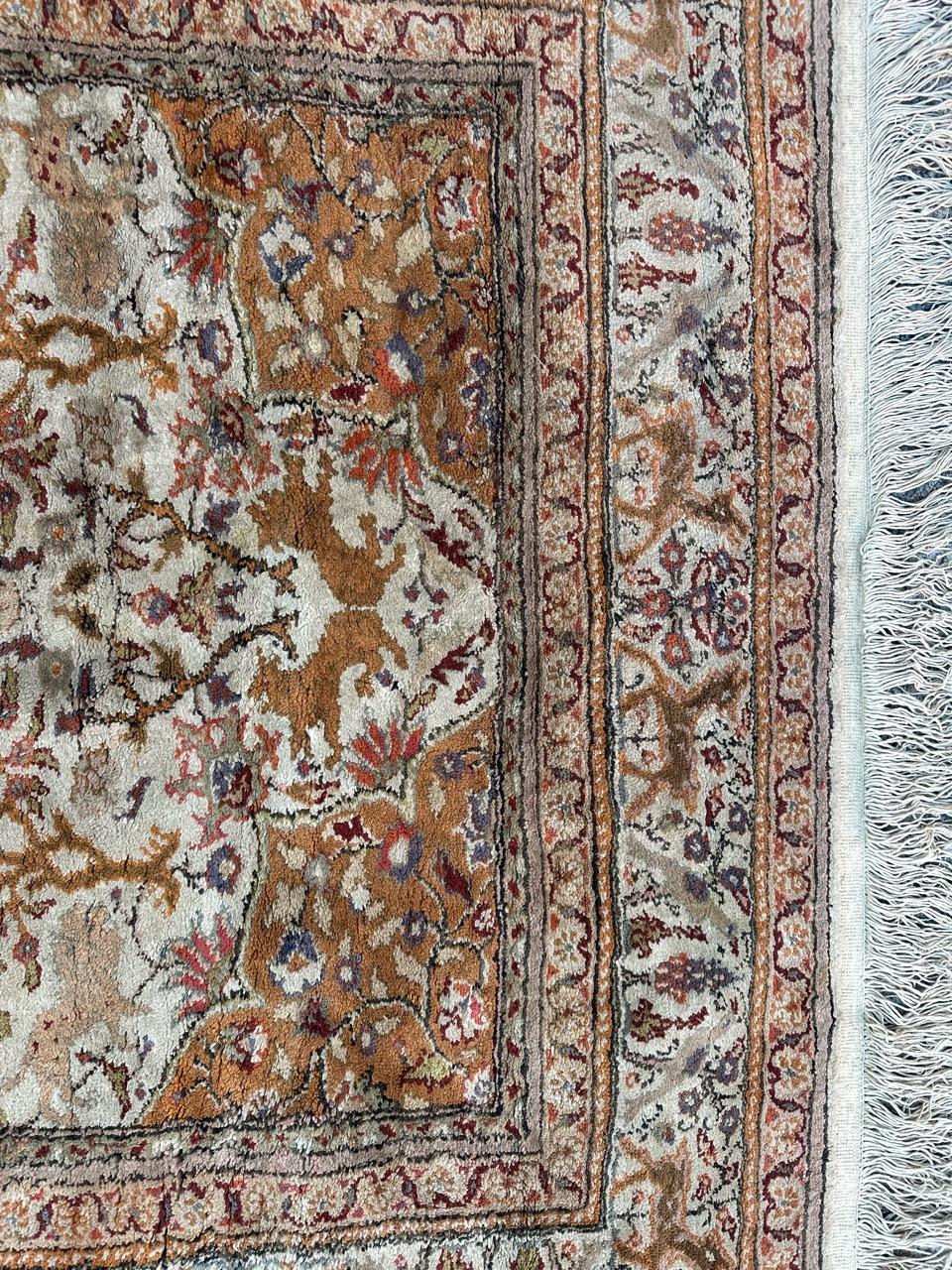 Bobyrug’s Pretty vintage silk Turkish Kayseri rug  For Sale 1