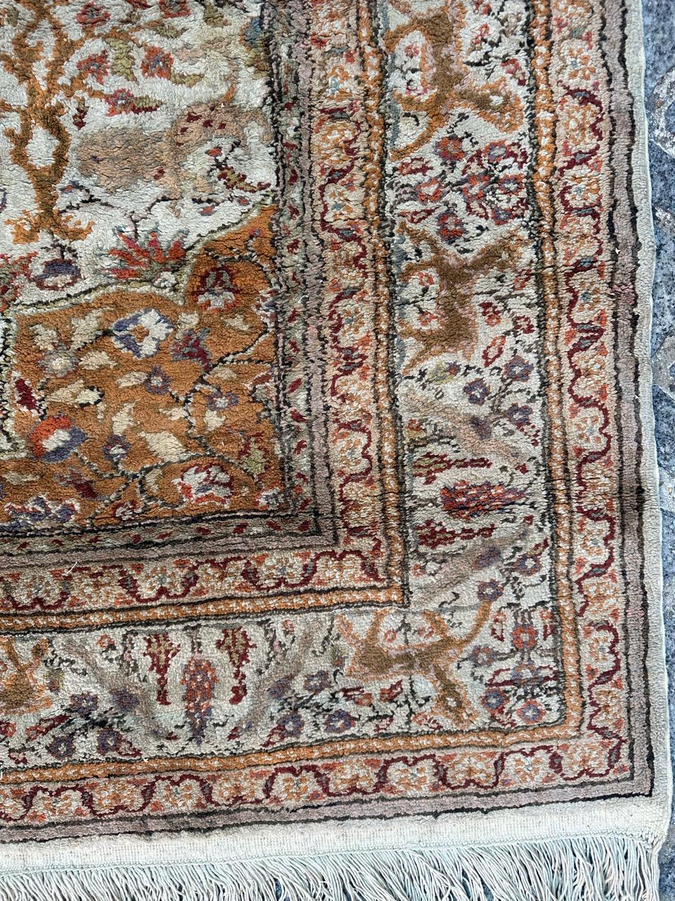 Bobyrug’s Pretty vintage silk Turkish Kayseri rug  For Sale 2
