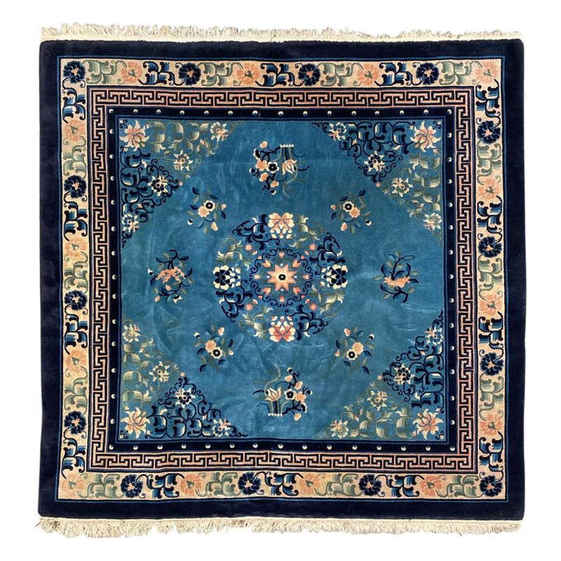 Slate Blue Chinese Square Rug For Sale at 1stDibs