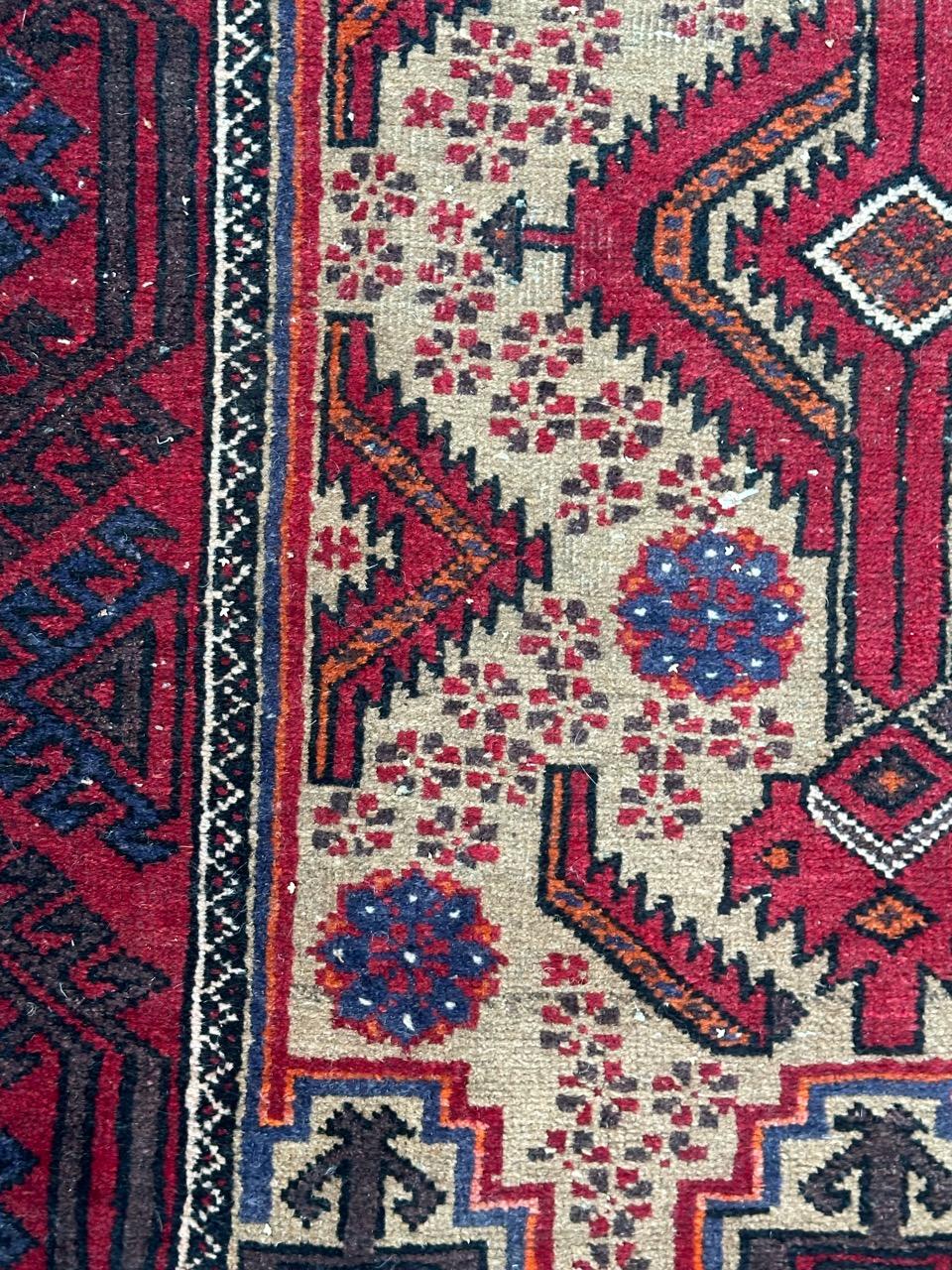 Pretty vintage tribal Baluch rug For Sale 2